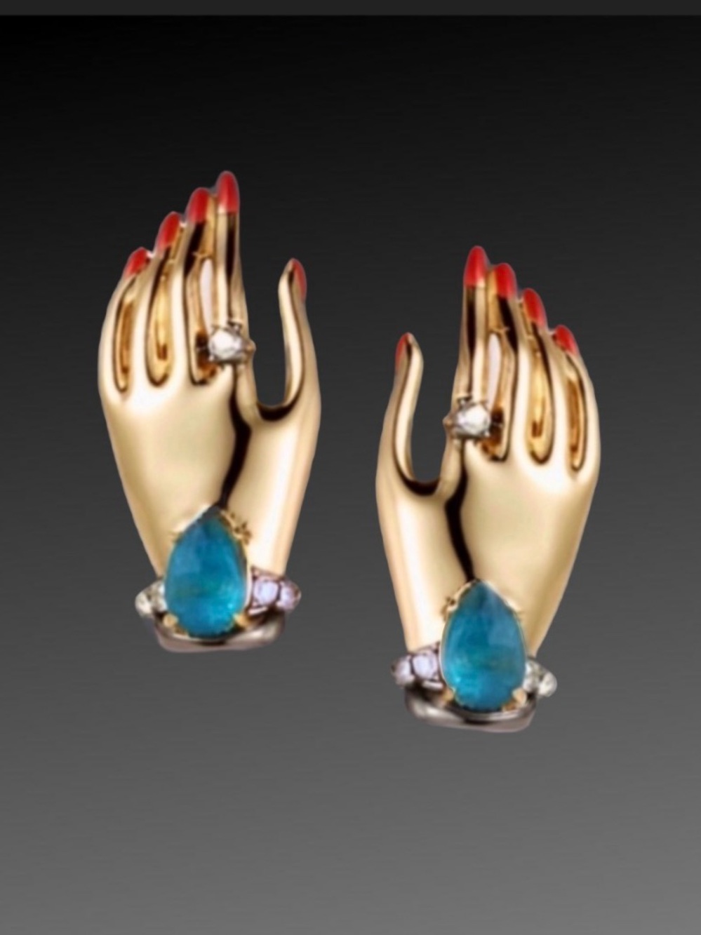 ALEXIS BITTAR • NEW Classic Vanitas Victorian Style Healing Hands Stud Earrings